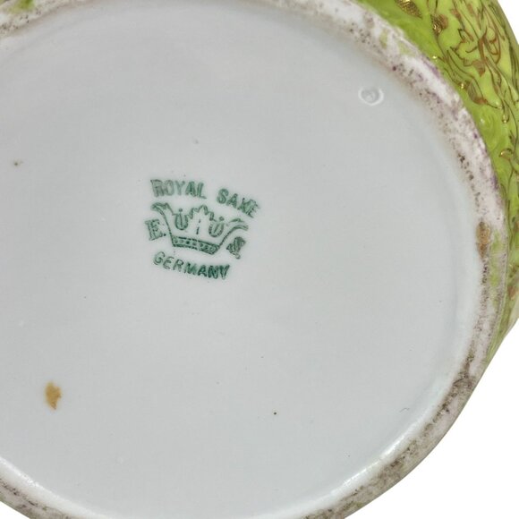 Antique Royal Saxe Germany Porcelain Vase Floral Ornate Handles Home Decor - Picture 6 of 8